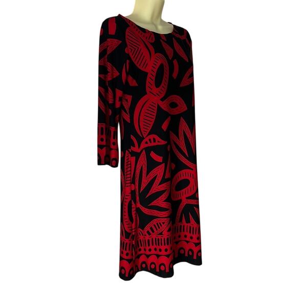 MT Collection Black & Red Print Knit Dress Woman's Size Small Retro Artsy Y2K - Picture 2 of 8